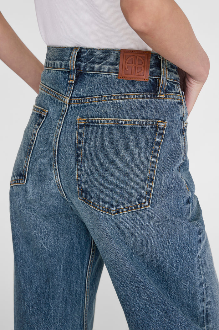 ANINE BING Brie Jean 33" - Cabana Blue - on model back detail