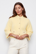 Adroit Atelier Bronte Button-front Knitted Cardigan With Patch Pockets in Butter Yellow available at Barbara Katz