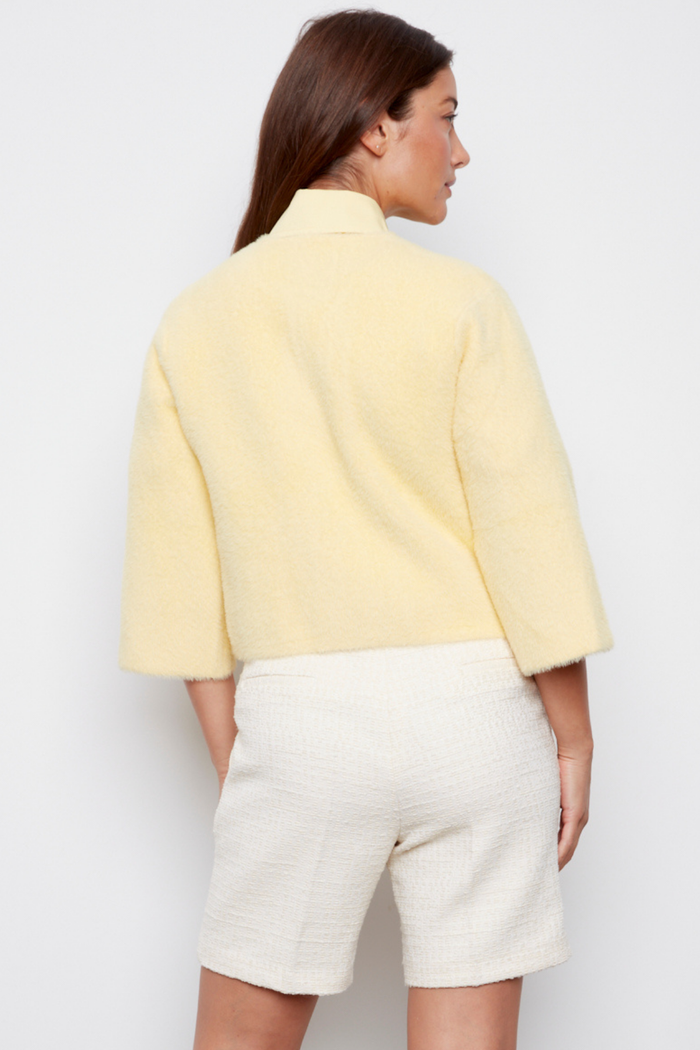 Adroit Atelier Bronte Button-front Knitted Cardigan With Patch Pockets in Butter Yellow available at Barbara Katz