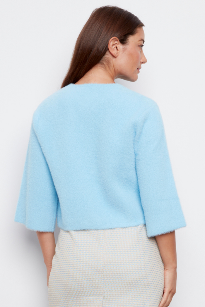 Adroit Atelier Bronte Button-front Knitted Cardigan With Patch Pockets in Light Blue available at Barbara Katz