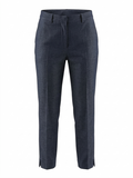 Adroit Atelier Bruce Slim Stretch Ankle Length Pant With Side Slit in Navy available at Barbara Katz