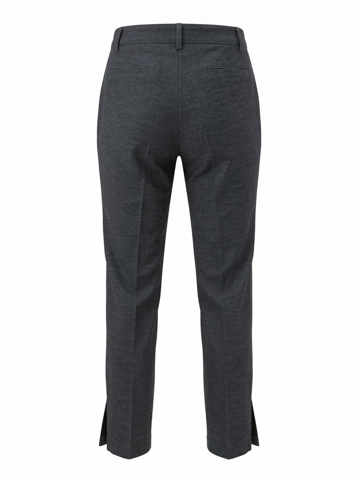 Adroit Atelier Bruce Slim Stretch Ankle Length Pant With Side Slit in Navy available at Barbara Katz