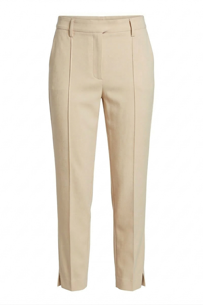 Adroit Atelier Bruce Slim Stretch Ankle Length Pant With Side Slit in Sand available at Barbara Katz