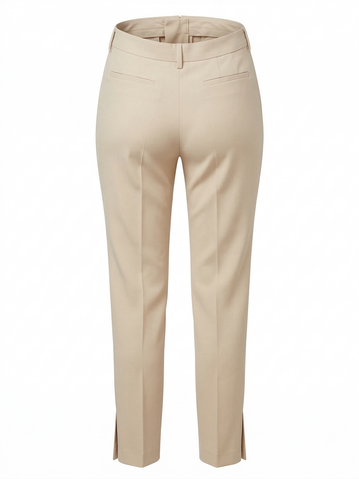 Adroit Atelier Bruce Slim Stretch Ankle Length Pant With Side Slit in Sand available at Barbara Katz