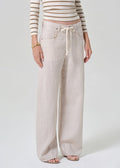 Citizens of Humanity Brynn Drawstring Linen Trousers in Pale Stone available at Barbara Katz