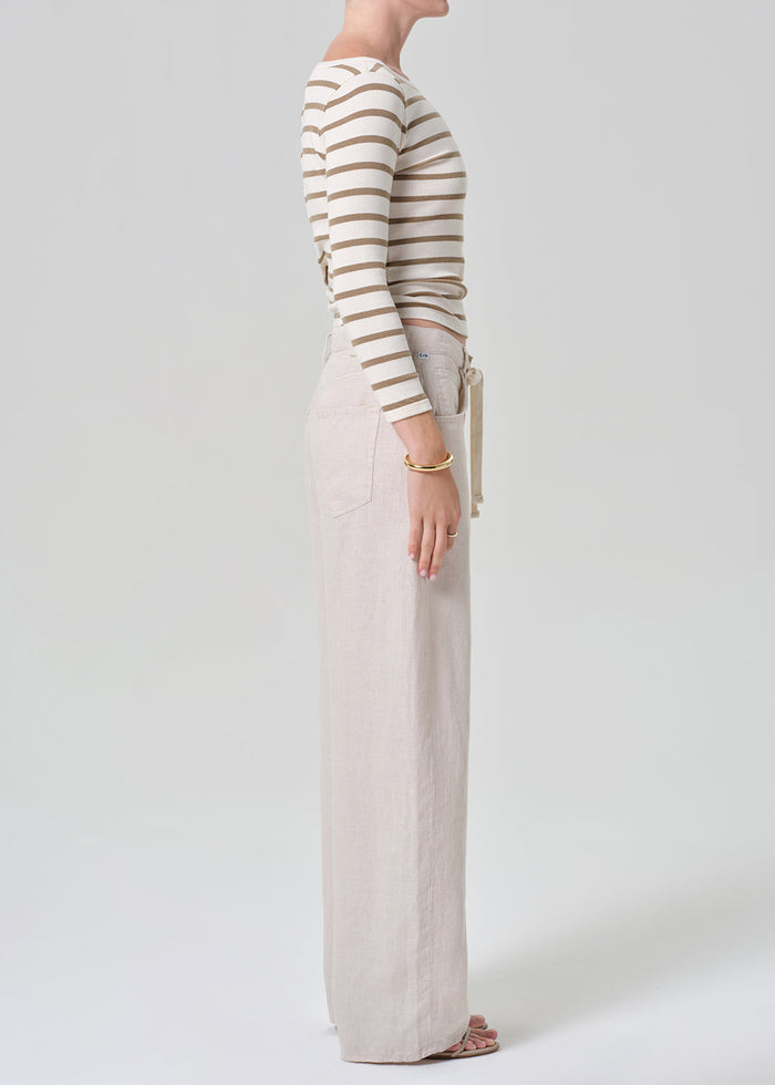 Citizens of Humanity Brynn Drawstring Linen Trousers in Pale Stone available at Barbara Katz