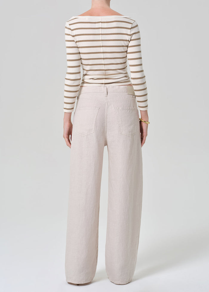 Citizens of Humanity Brynn Drawstring Linen Trousers in Pale Stone available at Barbara Katz