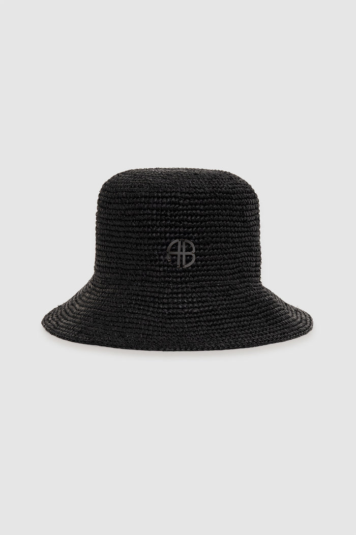 ANINE BING Cabana Bucket Hat - Black - front view