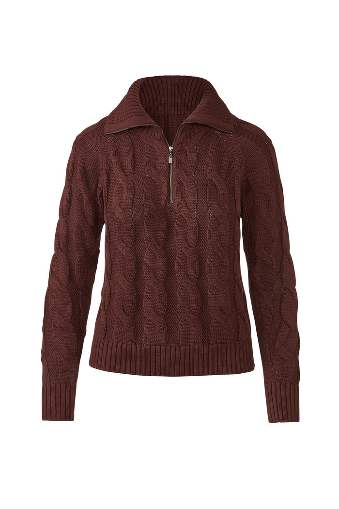 Kinross Cable Zip Mock Sweater available at Barbara Katz