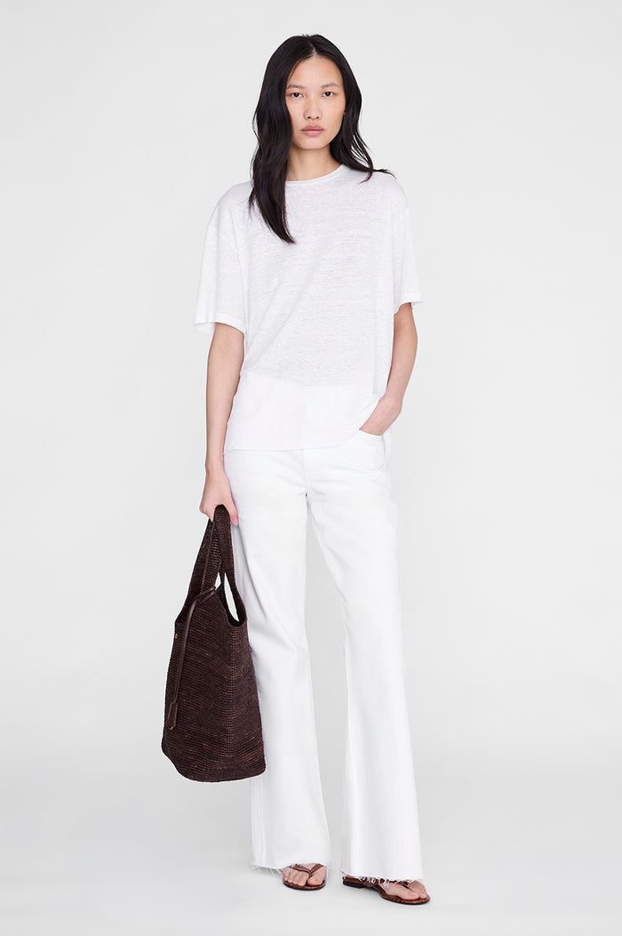 ANINE BING Cade Tee - White - on model front view