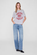ANINE BING Cade Tee Collegiate - Grey - on model front view