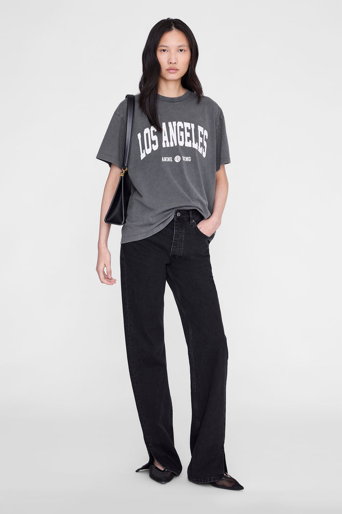 ANINE BING Cade Tee Los Angeles University - Washed Grey - on model front