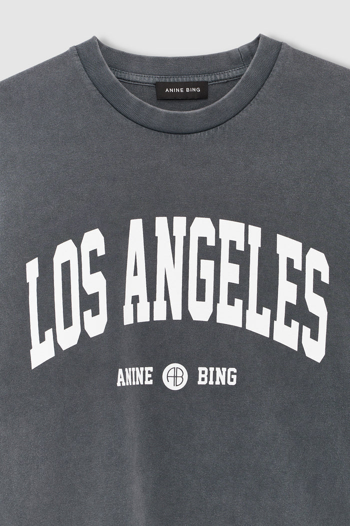 ANINE BING Cade Tee Los Angeles University - Washed Grey - detail view