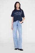ANINE BING Cade Tee Melrose Stencil - Navy - on model front