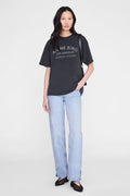 ANINE BING Cade Tee Melrose Stencil - Washed Black - on model front