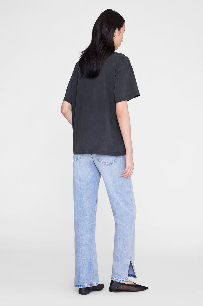 ANINE BING Cade Tee Melrose Stencil - Washed Black - front view - on model back