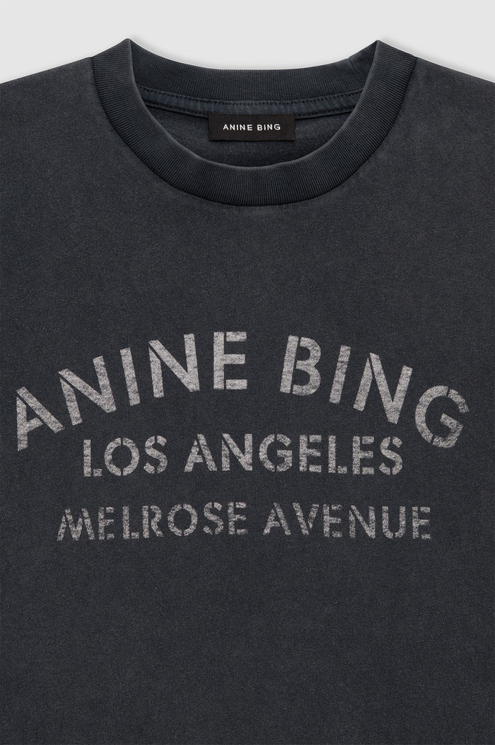 ANINE BING Cade Tee Melrose Stencil - Washed Black - detail view