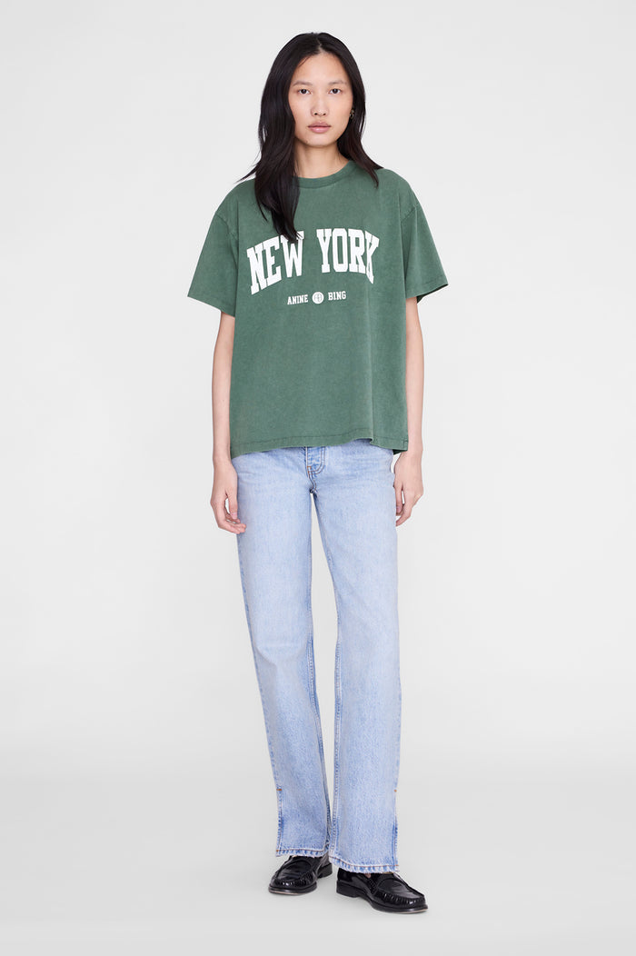 ANINE BING Cade Tee New York University - Cilantro - on model front
