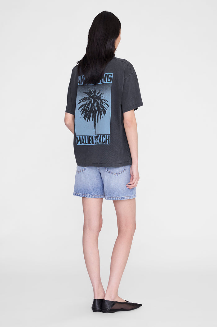 ANINE BING Cade Tee Palm - Washed Black - on model back