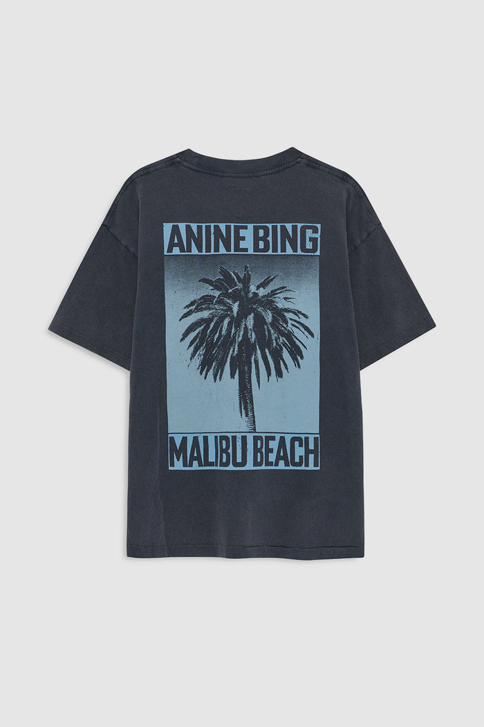ANINE BING Cade Tee Palm - Washed Black - back view