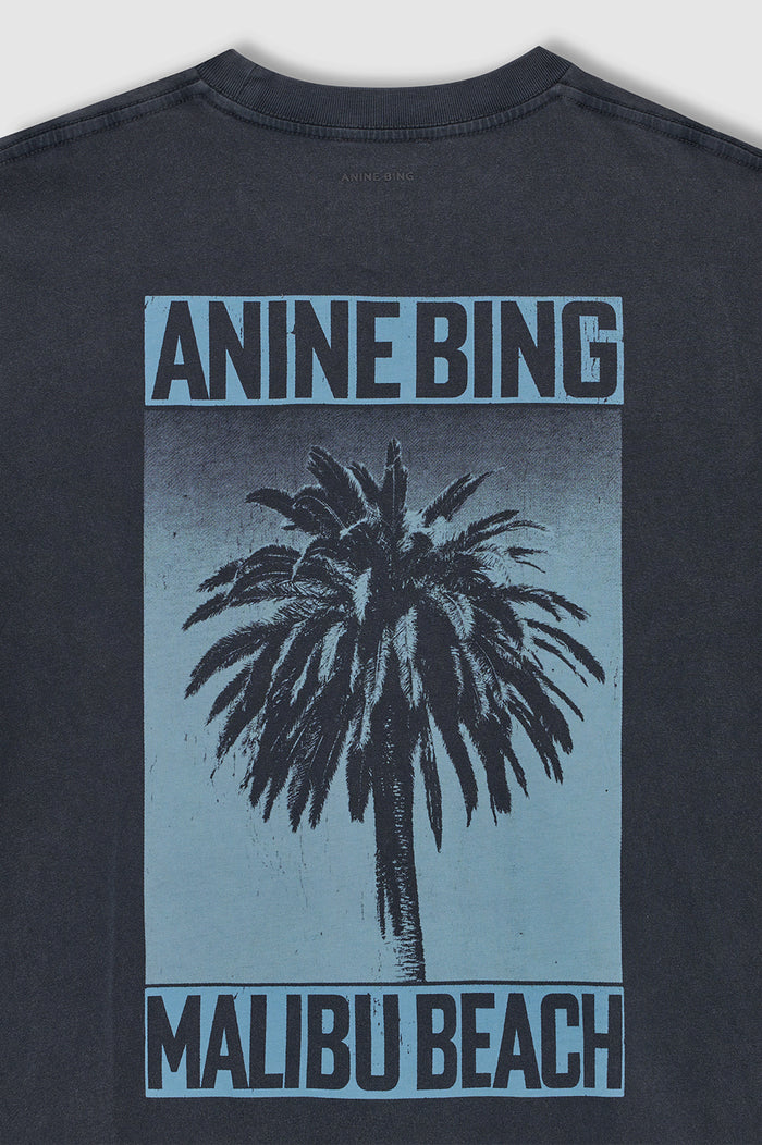 ANINE BING Cade Tee Palm - Washed Black - detail view