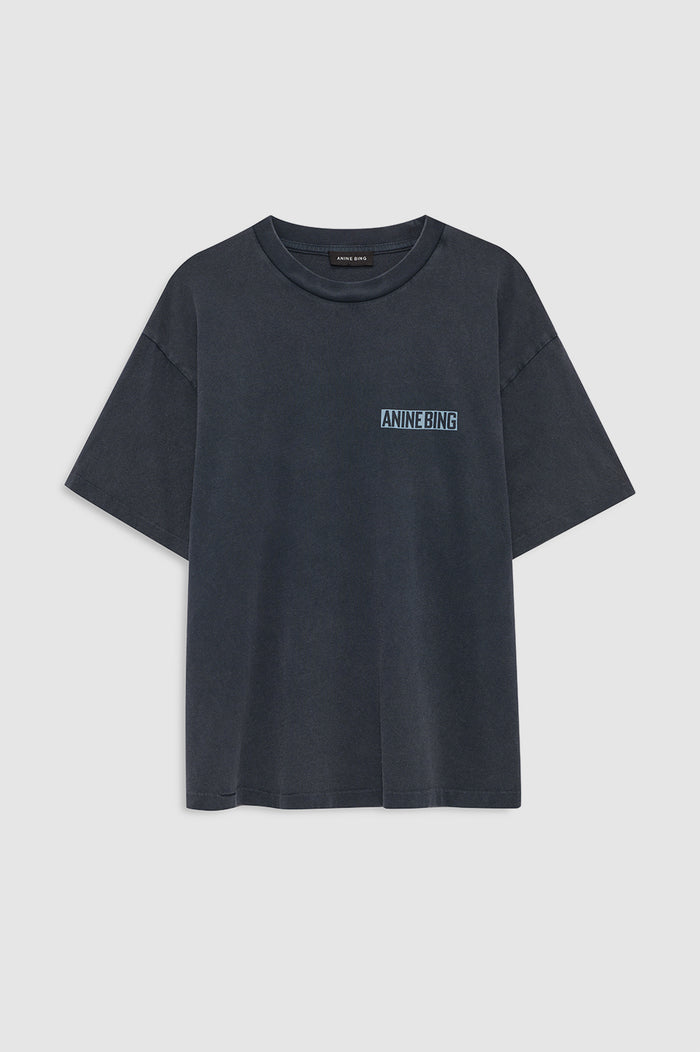 ANINE BING Cade Tee Palm - Washed Black - front view