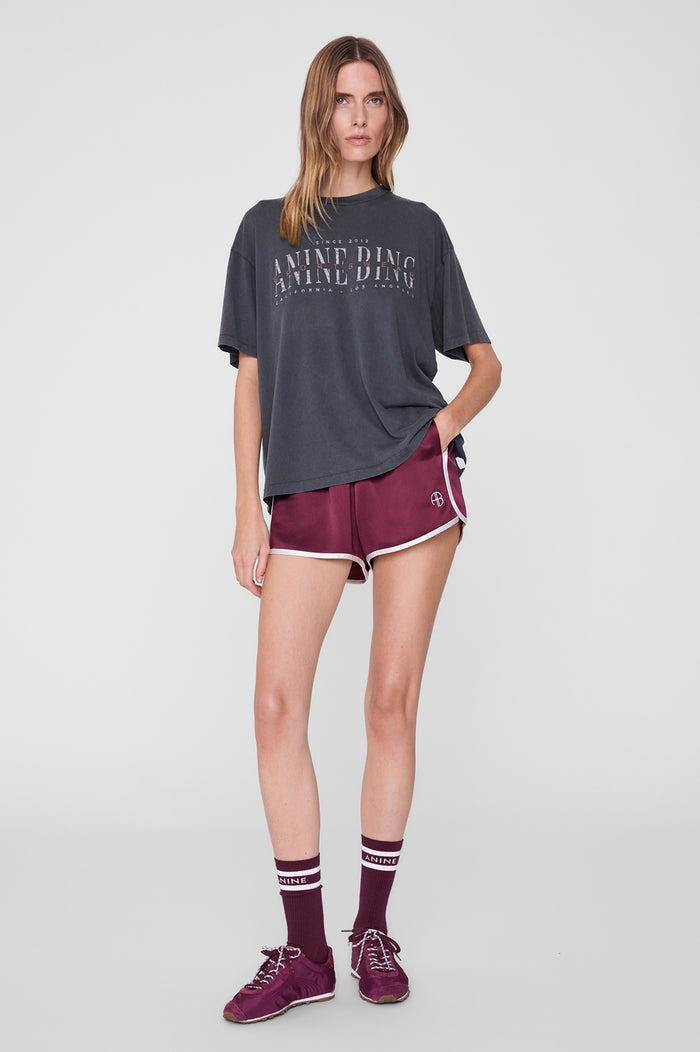 ANINE BING - Cade Tee Sport Club - Washed Black - on model front