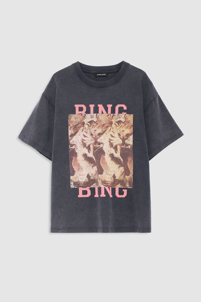 ANINE BING Cade Tee Tiger Bing - Washed Black - front view