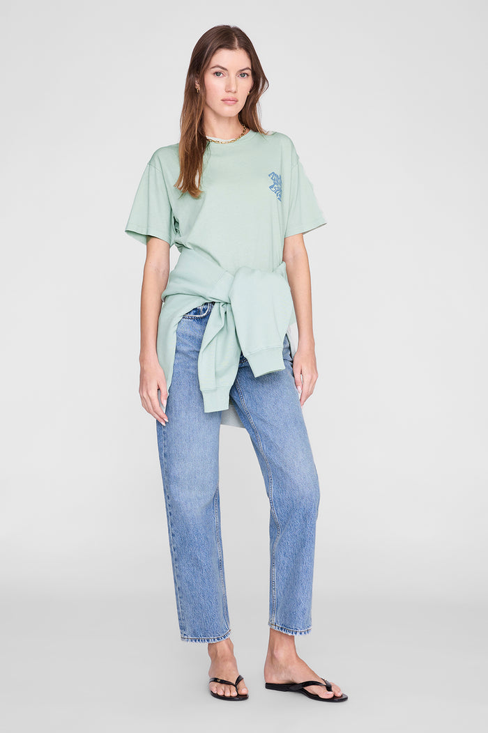 ANINE BING Cade Tee Wave - Washed Seafoam - on model front second image