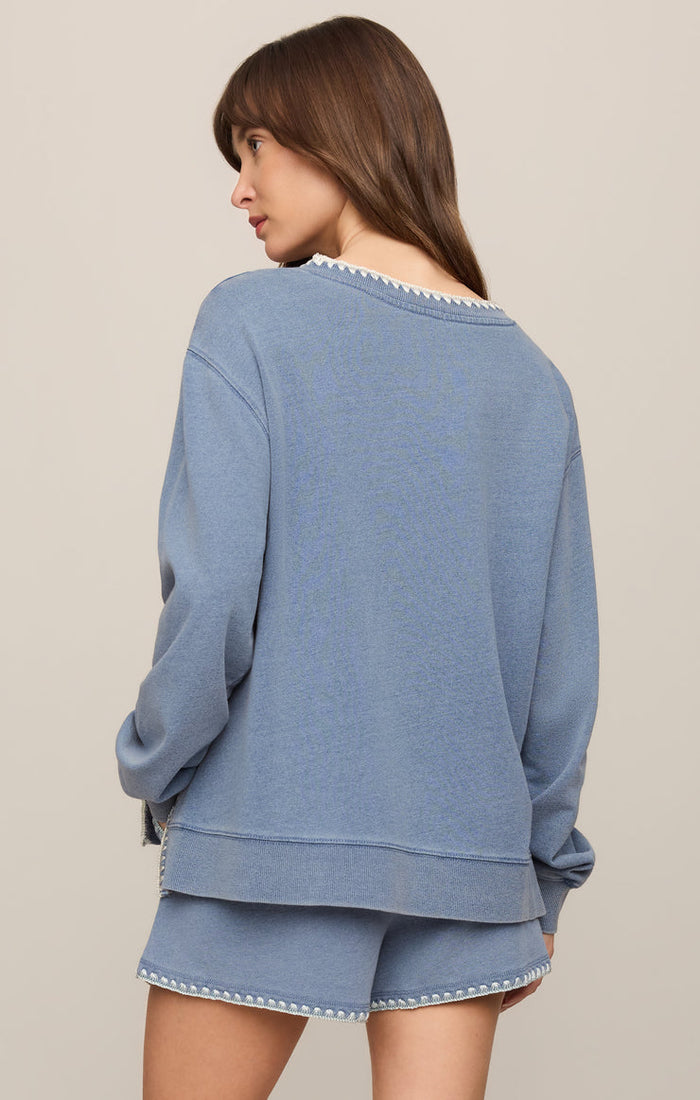Z Supply Cam Knit Denim Whipstitch Top in Santorini Indigo available at Barbara Katz