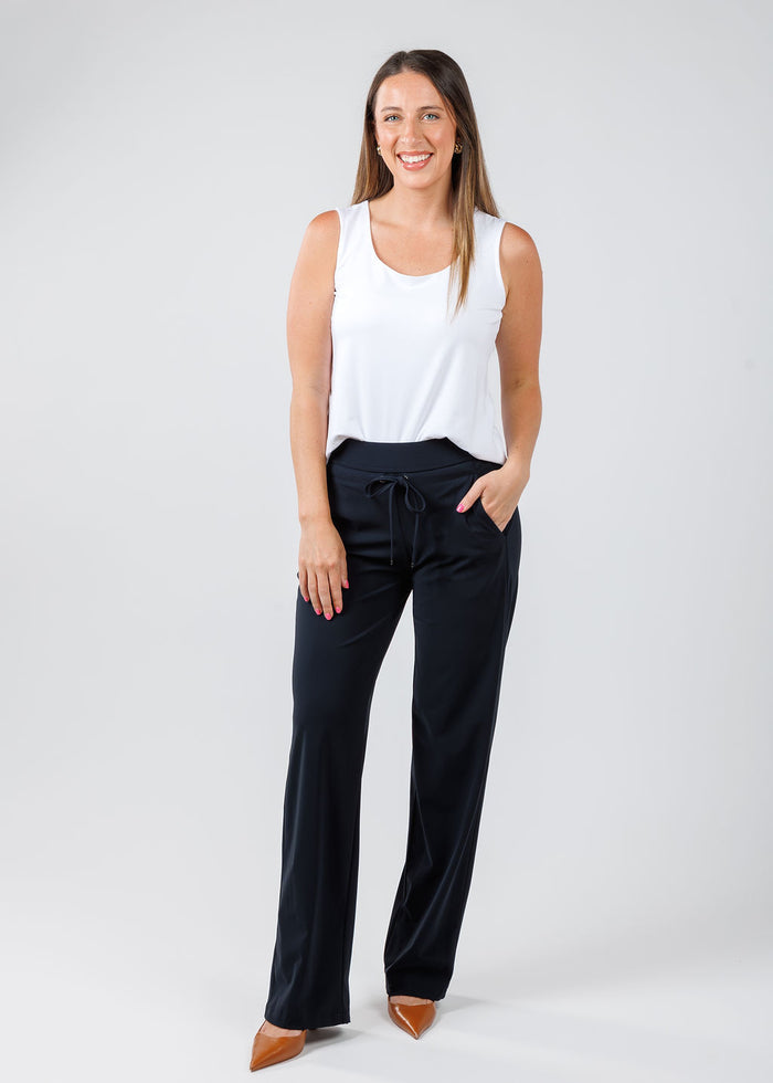 Raffaello Rossi Candice Straight Pants - Navy available at Barbara Katz