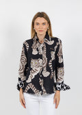 Dizzy-Lizzie Cape Cod Frayed Shirt in Big Cats Black available at Barbara Katz