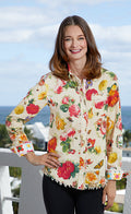 Dizzy-Lizzie Cape Cod Frayed Shirt - Botanical Print available at Barbara Katz