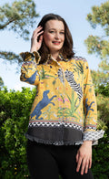 Dizzy-Lizzie Cape Cod Frayed Shirt - Mustard Animal available at Barbara Katz