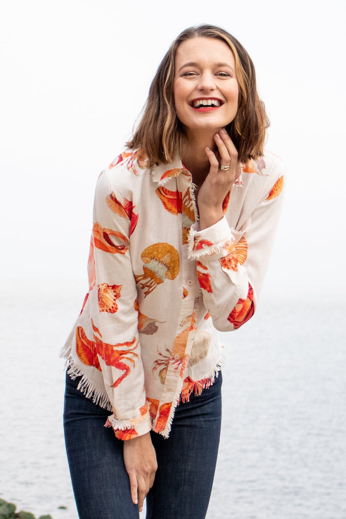 Dizzy-Lizzie Cape Cod Frayed Shirt - Sea Life available at Barbara Katz