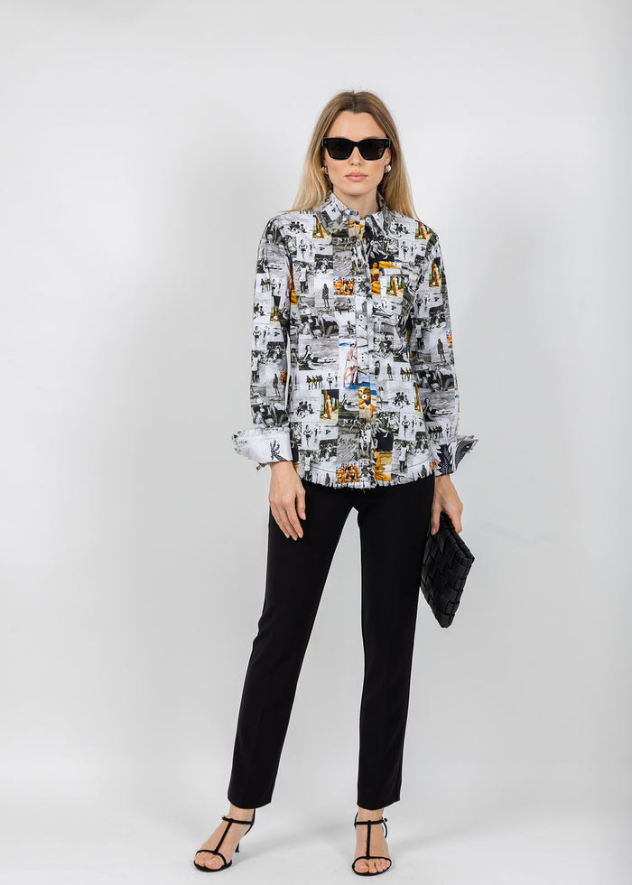 Dizzy-Lizzie Cape Cod Frayed Shirt in Sunbathers available at Barbara Katz