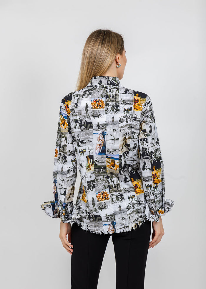 Dizzy-Lizzie Cape Cod Frayed Shirt in Sunbathers available at Barbara Katz