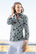 Dizzy-Lizzie Cape Cod Shirt - Black & White Geometric Print available at Barbara Katz
