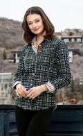 Dizzy-Lizzie Cape Cod Shirt - Black White Grid available at Barbara Katz