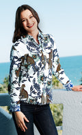 Dizzy-Lizzie Cape Cod Shirt in Cheetahs & Floral On Ivory Ground available at Barbara Katz