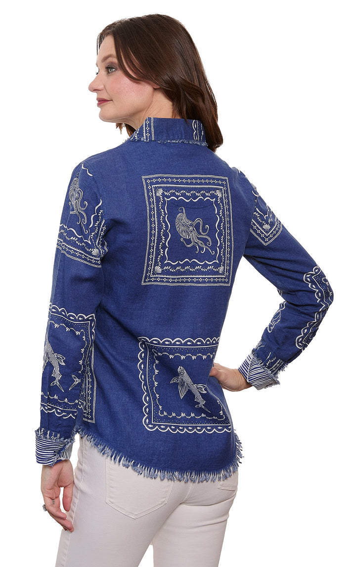 Dizzy-Lizzie Cape Cod Shirt - Sealife Print available at Barbara Katz