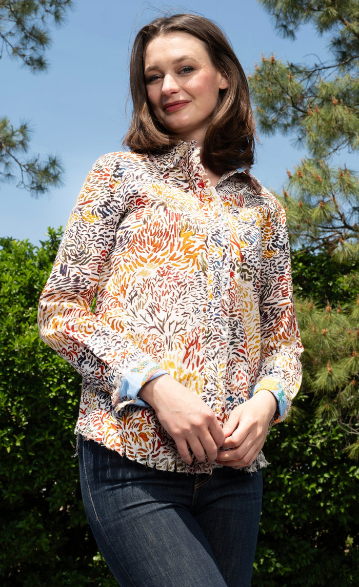 Dizzy-Lizzie Cape Cod Top - All Over Abstract Print available at Barbara Katz