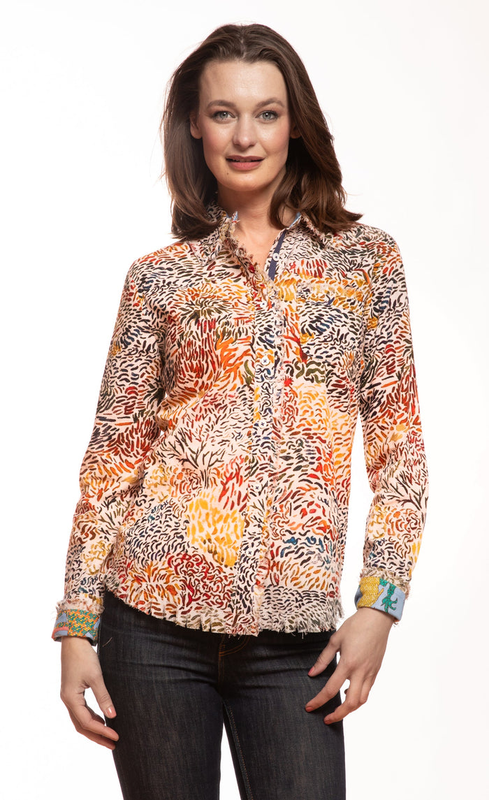 Dizzy-Lizzie Cape Cod Top - All Over Abstract Print available at Barbara Katz