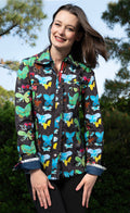 Dizzy-Lizzie Cape Cod Top - Black Ground Butterfly Print available at Barbara Katz