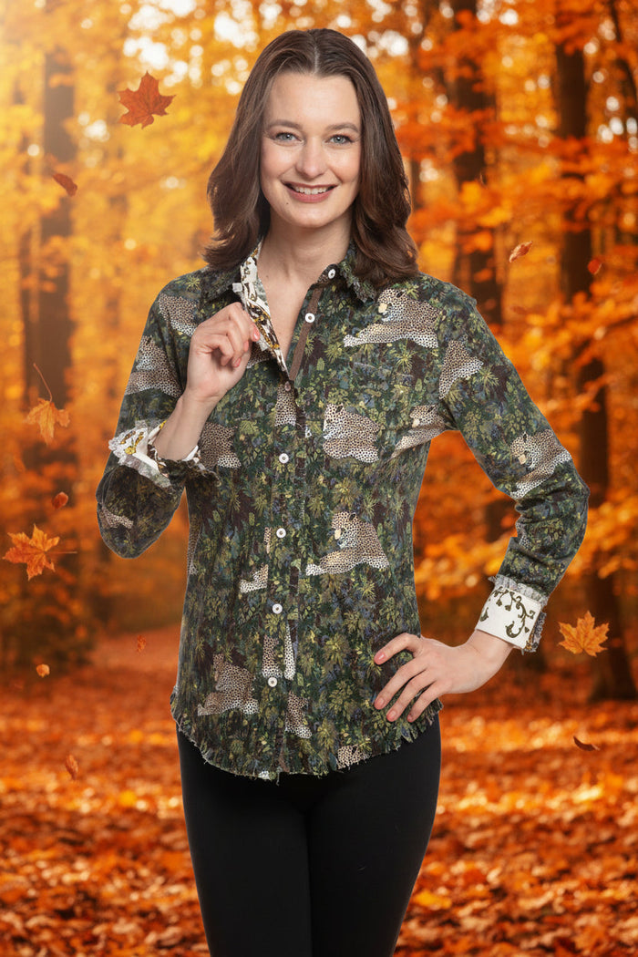 Dizzy-Lizzie Cape Cod Top - Cheetahs in The Grass available at Barbara Katz