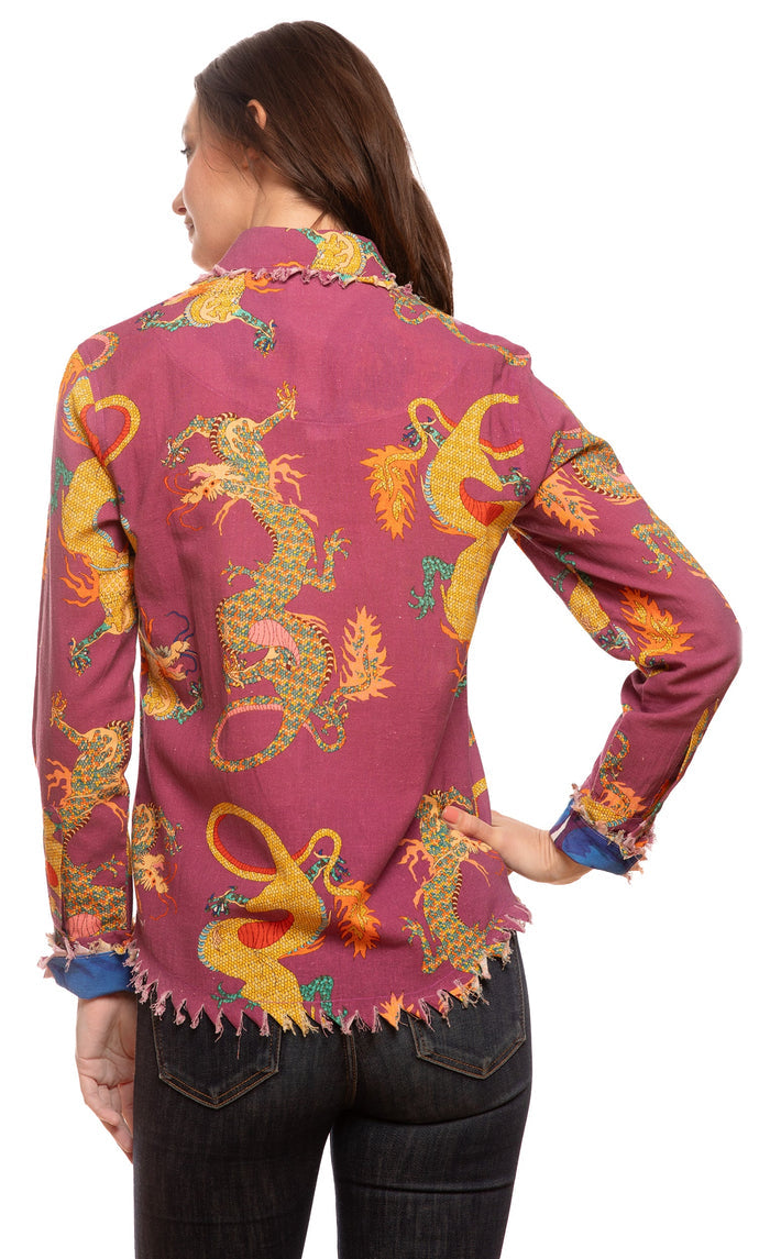 Dizzy-Lizzie Cape Cod Top in Violet Dragon Print available at Barbara Katz