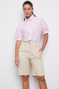 Adroit Atelier Carson Wide Leg Bermuda Shorts in Sand available at Barbara Katz