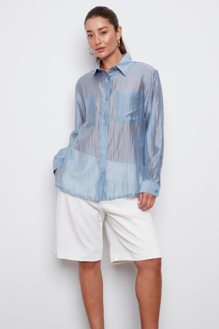 Adroit Atelier Carson Wide Leg Bermuda Shorts in White available at Barbara Katz