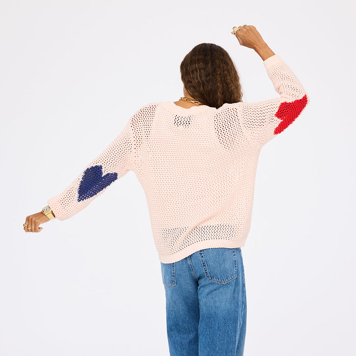 Kerri Rosenthal Catch Open Stitch Sweater in Shell Pink available at Barbara Katz
