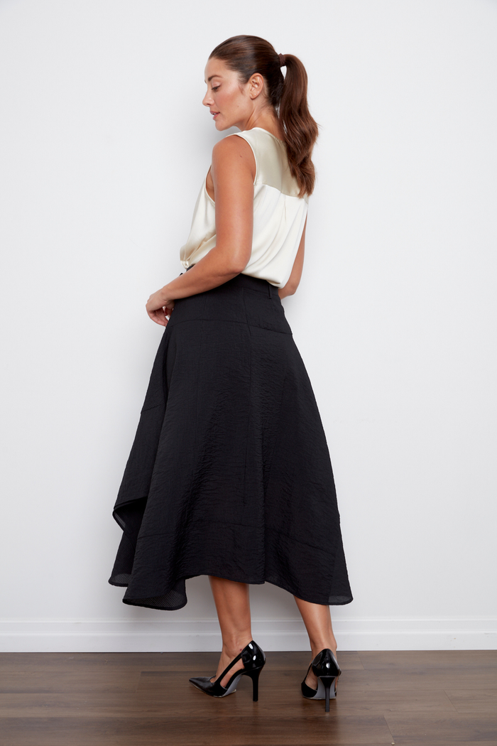 Cece Lightweight Asymmetric Skirt - Black